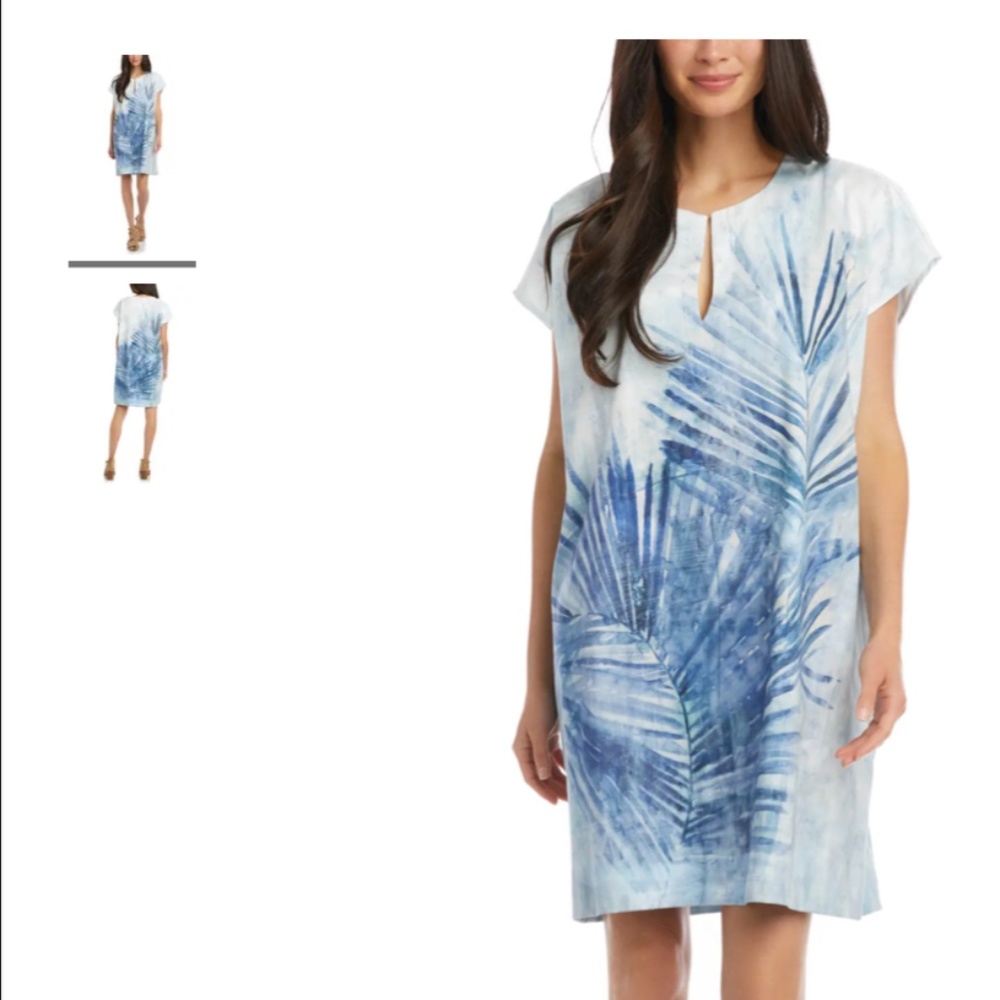 Leaf Print Tye Dye Shift Dress